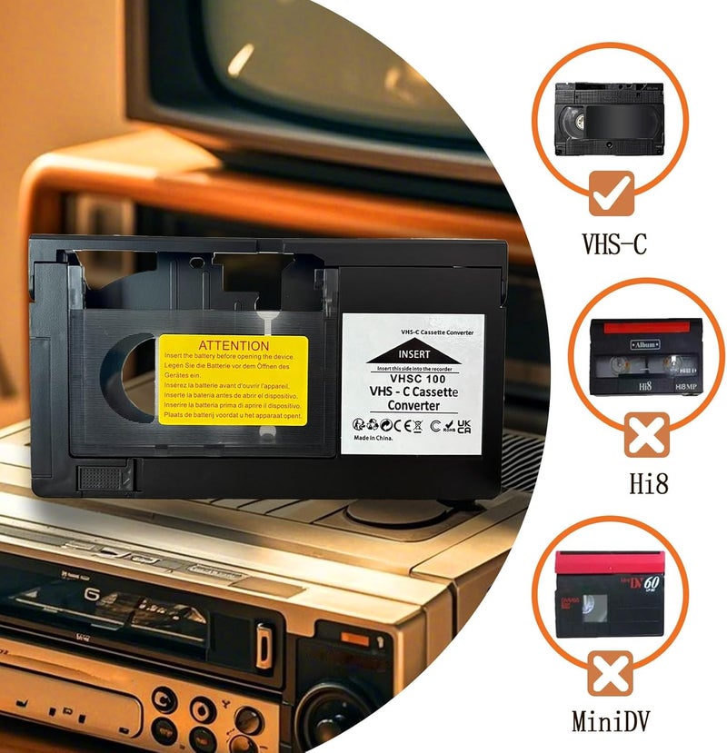 BECBOLDF VHS-C to VHS Motorized Cassette Adapter - Tape Converter for Playback on Standard VHS Players. for VCA115 (Not Compatible with Hi8, 8mm, or Mini DV Tapes) - Image 4